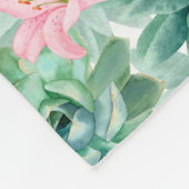 Sukkulente rosa Lilie botanisches Blumenmuster Fleecedecke (Ecke)