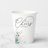 Sukkulente Rose Goldene Landschaft Blätter Elegant Pappbecher (Rückseite)