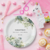 Sukkulente, Rose und grünes Brautparty Pappteller (Party)