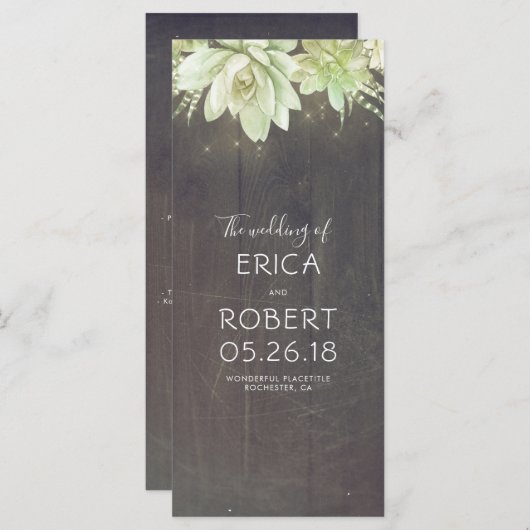 Sukkulente rustikale Hochzeitsprogramme Programm (Vorne/Hinten)