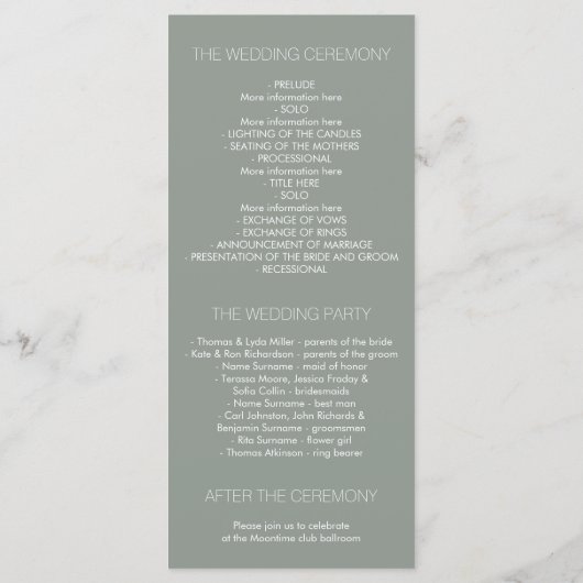 Sukkulente Rustikale Hochzeitsprogramme Programm (Rückseite)