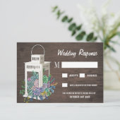 Sukkulente Rustikale Holzlattern Hochzeitskarten RSVP Karte (Stehend Vorderseite)