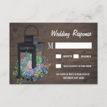 Sukkulente Rustikale Holzlattern Hochzeitskarten
