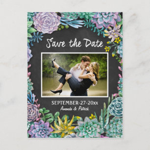 Sukkulente Tafelkreide-Hochzeit Save The Date Kart Ankündigungspostkarte