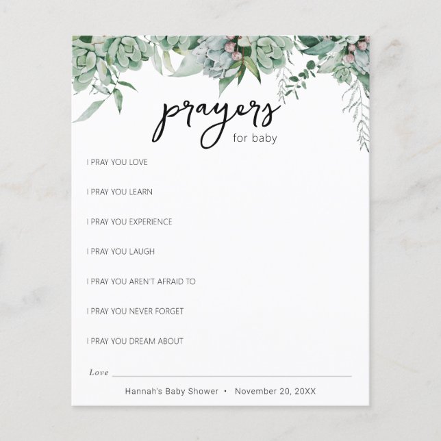 Sukkulente und Eukalyptus-Grünpflanzen für Baby (Vorderseite)