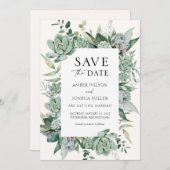 Sukkulente und Eukalyptus-Hochzeit Sichern Sie das Einladung (Vorne/Hinten)