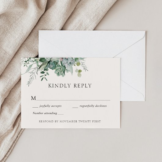 Sukkulente und Eukalyptus Wedding Greenerity Respo Einladung