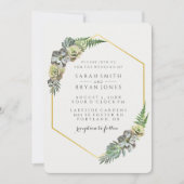 Sukkulente und geometrische Hochzeit Gold Einladung (Vorderseite)