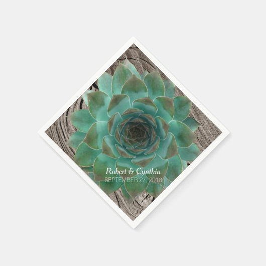 Sukkulente und Holzpapier Hochzeit Napkins Serviette (Ecke)
