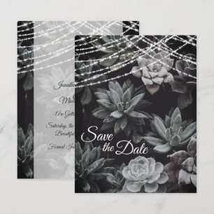 Sukkulente und Lichter Save the Date Hochzeitseinl Einladung