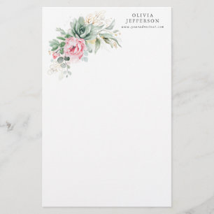 Sukkulente und rosa Blume Elegant Botanisch Briefpapier