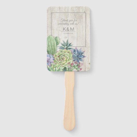 Sukkulente und rustikale Holzhochzeit ID515 Fächer (Vorderseite)