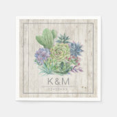 Sukkulente und Rustikale Holzhochzeit V2 ID515 Serviette (Vorderseite)