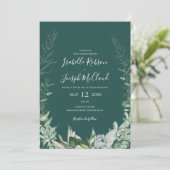 Sukkulente Vegetation | Dunkelgrün auf einer Hochz Einladung (Stehend Vorderseite)