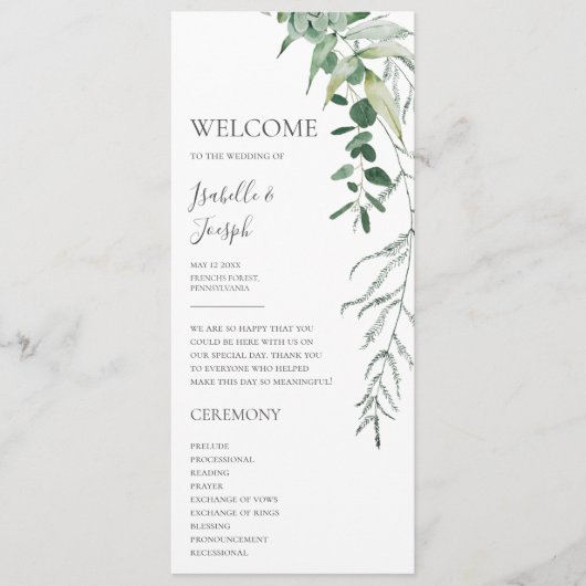 Sukkulente Vegetation | Flat Wedding Program Programm (Vorderseite)