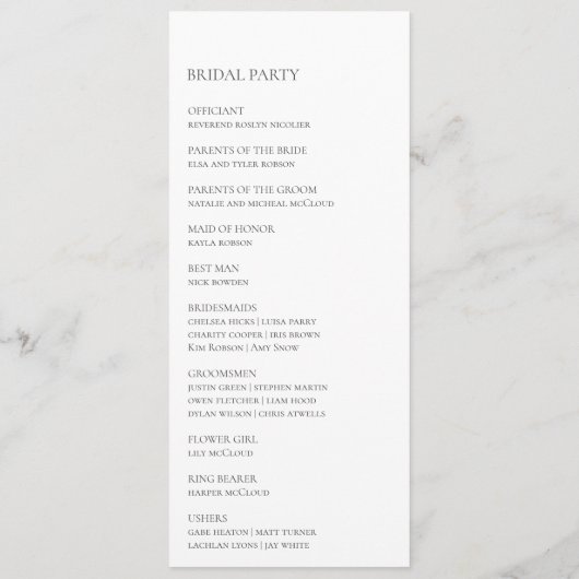 Sukkulente Vegetation | Flat Wedding Program Programm (Rückseite)