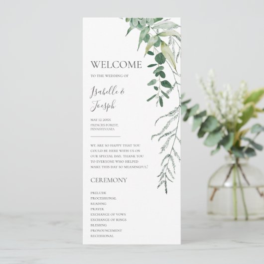 Sukkulente Vegetation | Flat Wedding Program Programm (Stehend Vorderseite)