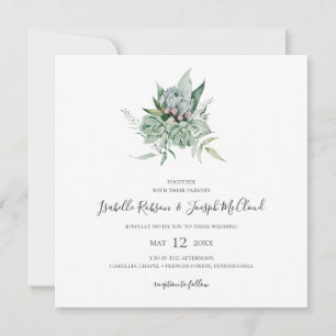 Sukkulente Vegetation Hochzeit auf dem Foto Squa Einladung