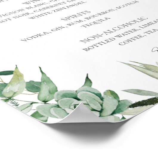 Sukkulente Vegetation | Hochzeitsgetränk Poster (Ecke)