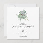 Sukkulente Vegetation | Sage Green Square Wedding Einladung (Vorderseite)