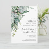 Sukkulente Vegetation | Sage Green Wedeption Empfa Einladung (Stehend Vorderseite)