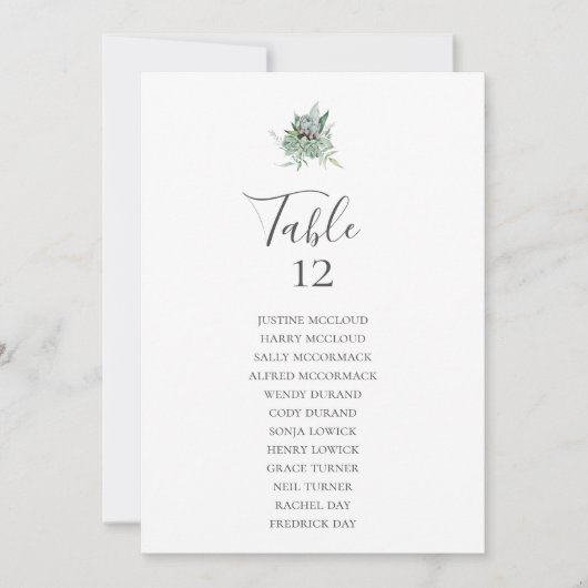 Sukkulente Vegetation | Tischnummer Seekarte (Vorderseite)