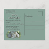 Sukkulente Verlobung der blassen Blues Einladungspostkarte (Rückseite)