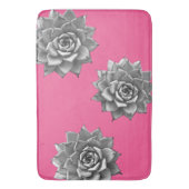 Sukkulente Wasserfarbe Grau auf Hot Pink Badematte (Vorderseite Vertikal)