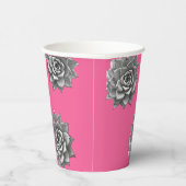 Sukkulente Wasserfarbe Grau auf Hot Pink Pappbecher (Rechts)