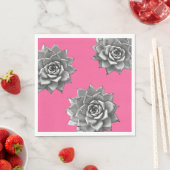 Sukkulente Wasserfarbe Grau auf Hot Pink Serviette (Beispiel)
