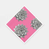 Sukkulente Wasserfarbe Grau auf Hot Pink Serviette (Ecke)