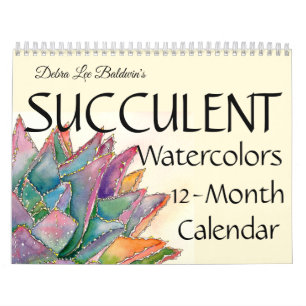 Sukkulente Wasserfarben 12 Monate #4 Kalender