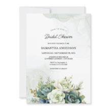 Sukkulente, weiße Rosen und grünes Brautparty