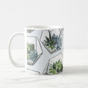 Sukkulenten Aquarien Wasserfarbe Nahtloses Muster Kaffeetasse