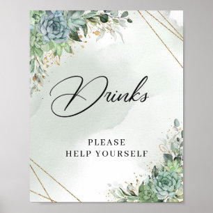 Sukkulenten Eukalyptus Goldrahmen Boho Getränke Sc Poster