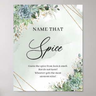 Sukkulenten floral gold Name-that-Spice-Spiel Schi Poster