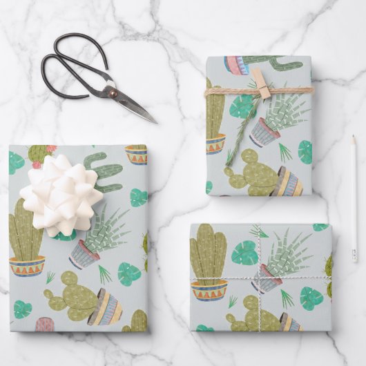 Sukkulenten Geschenkverpackungspapier Geschenkpapier Set (Vorderseite)