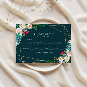 Sukkulenten & Gold Chic Hochzeit RSVP Einladung