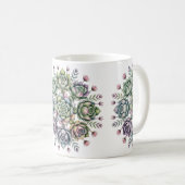 Sukkulenten-Mandala-Muster Kaffeetasse (VorderseiteRechts)