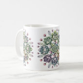 Sukkulenten-Mandala-Muster Kaffeetasse (Vorderseite Links)