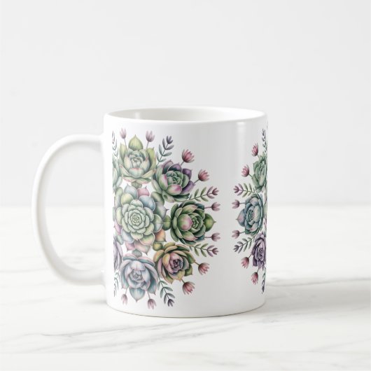 Sukkulenten-Mandala-Muster Kaffeetasse (Links)