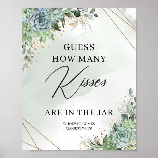 Sukkulenten Raten Sie, wie viele Küsse im Glas sin Poster (Vorne)