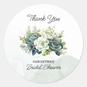 Sukkulenten, Rosen und Grünzeug - Braut Hochzeit D Runder Aufkleber
