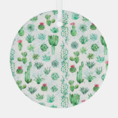 Sukkulenter Garten: Aquarellfarbener, nahtloser Hi Ornament Aus Glas (Rückseite)