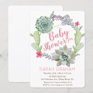Sukkulenter Kaktus Kranz Baby Shower Einladung