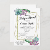 Sukkulentes Baby in Bloom Baby Dusche Einladung (Vorne/Hinten)