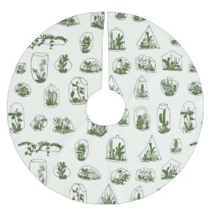 Sukkulentes Florarium: Vintag geometrisches Design Polyester Weihnachtsbaumdecke