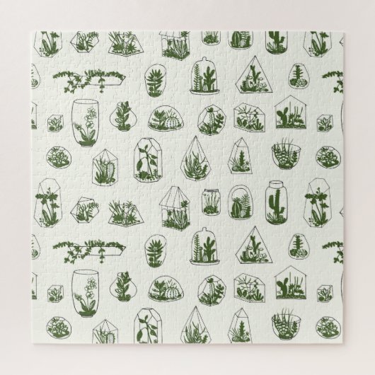 Sukkulentes Florarium: Vintag geometrisches Design Puzzle (Vertikal)