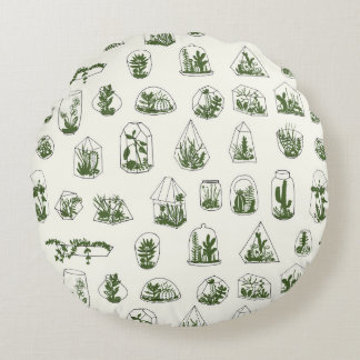 Sukkulentes Florarium: Vintag geometrisches Design Rundes Kissen