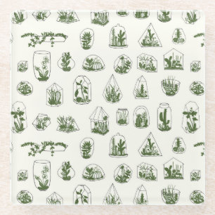 Sukkulentes Florarium: Vintage geometrisches Desig Glasuntersetzer